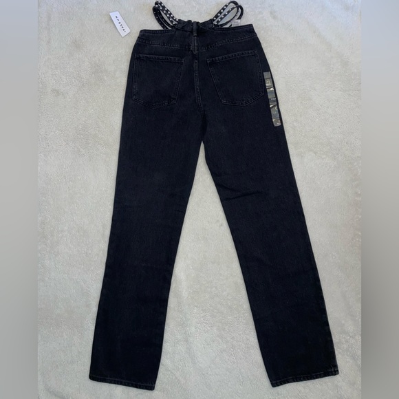 Kendall & Kylie Gray Straight Leg Jeans with Studded Waist Straps - Picture 2 of 10